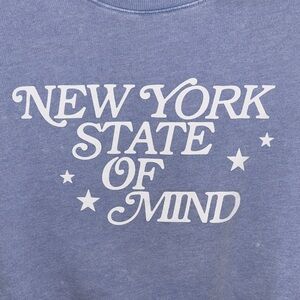 PINK VICTORIA SECRET Blue Cropped Sweatshirt with Graphic Print